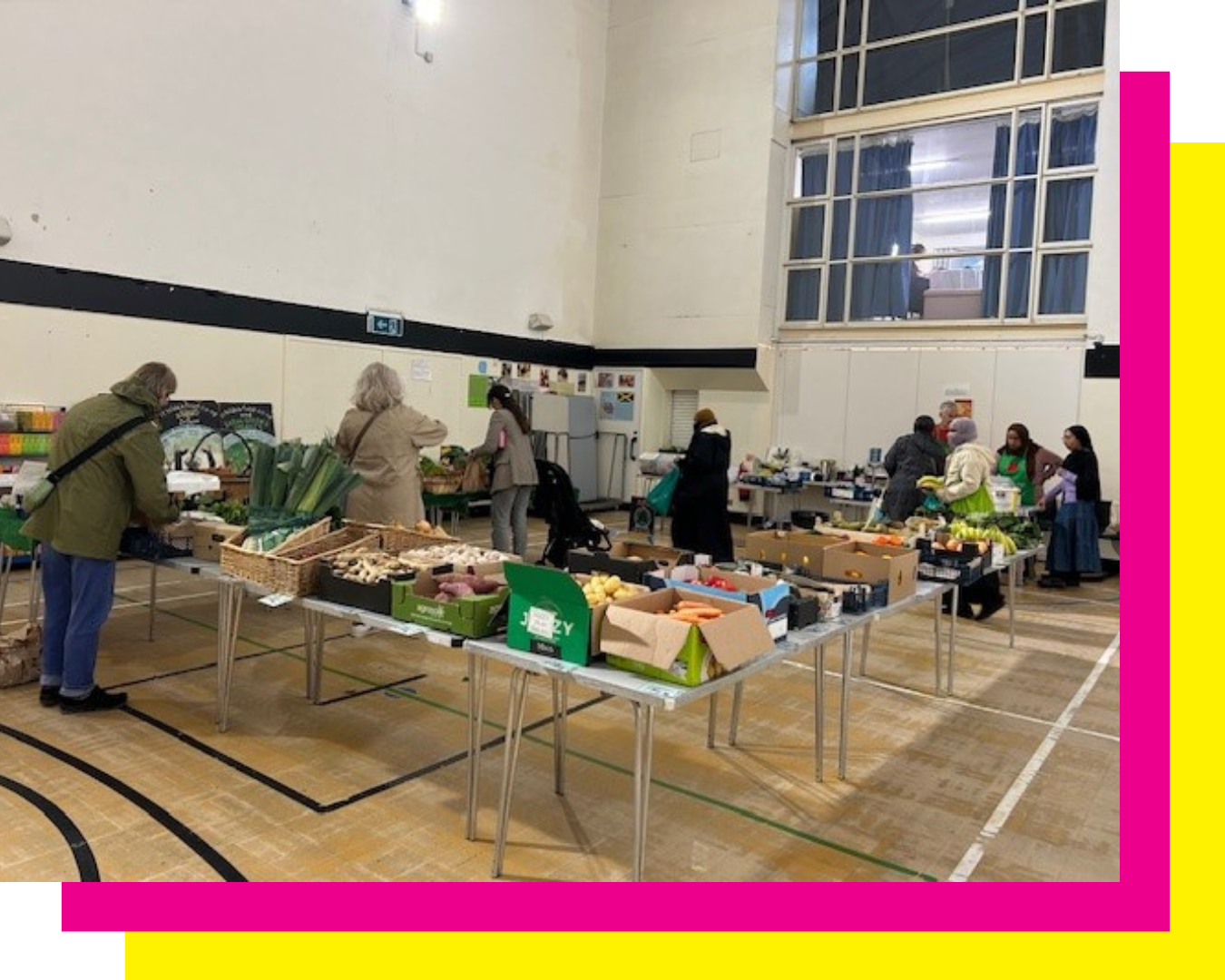 tables laid with food co-op shoreditch east london