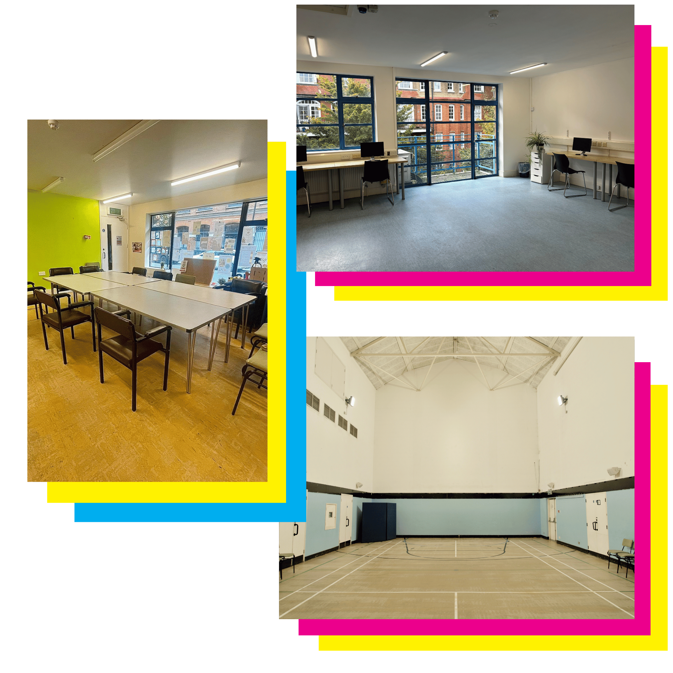 collage of photos Office hire room hire east london st hildas east